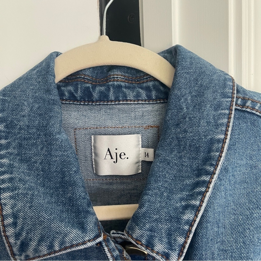 Aje Darcie Denim Blue Mini Dress Belted 90’s Wash - Picture 4 of 6